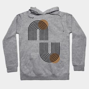 Arches and gold sun minimal black line art on parchment Hoodie